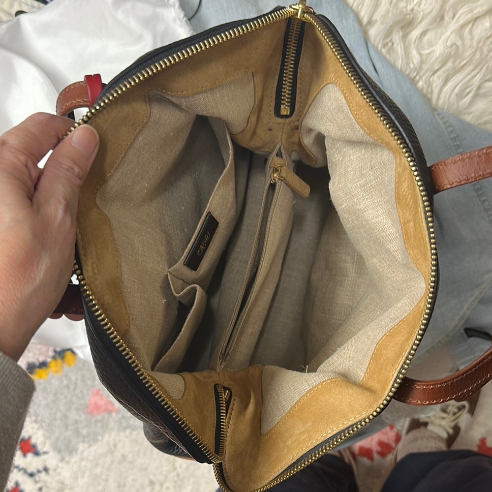 Fendi 2bag Black, Mustard and Brown Leather Shoulder Bag with Red Accent - Picture 5 of 5